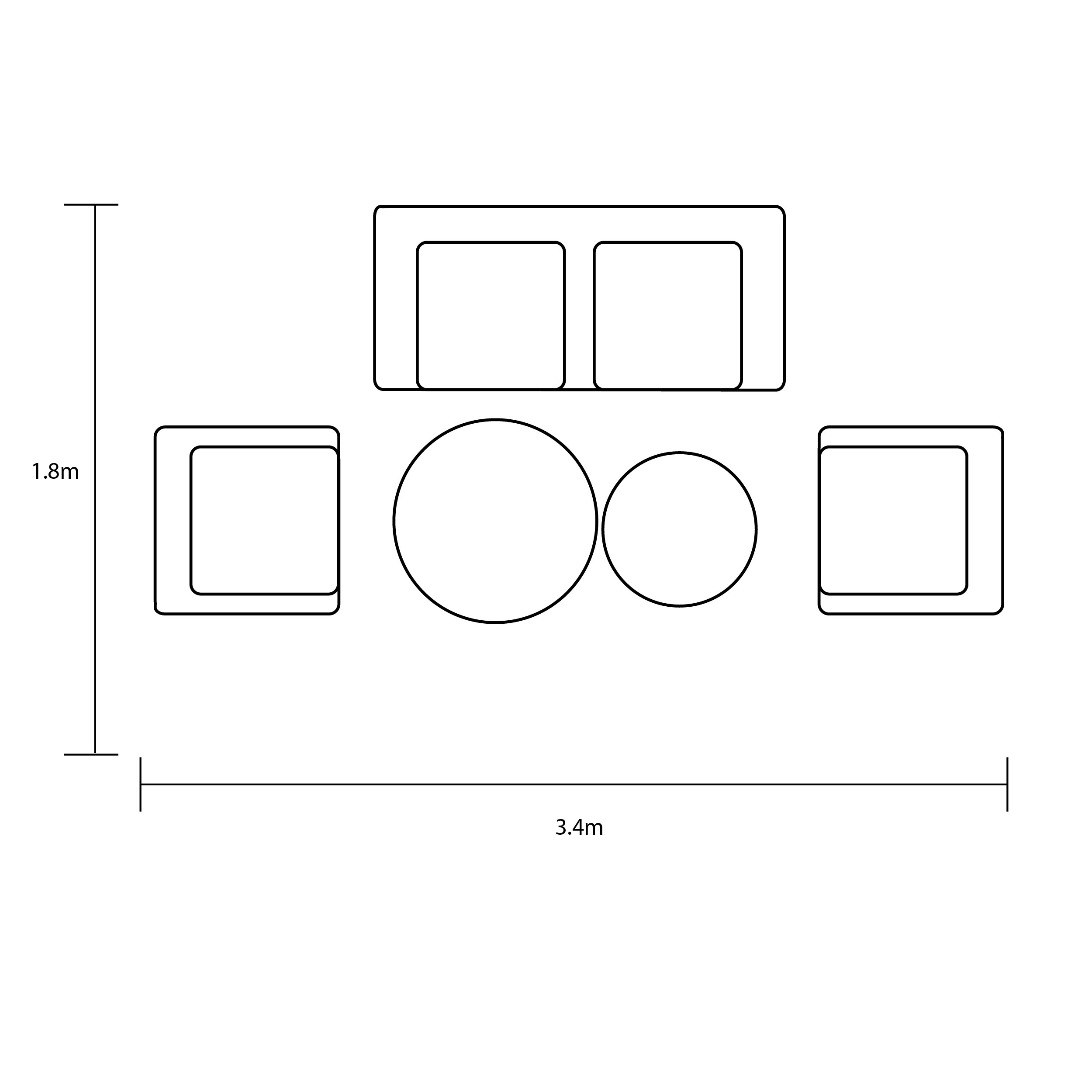 Rayo 2 Seat Lounge Set footprint